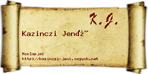 Kazinczi Jenő névjegykártya